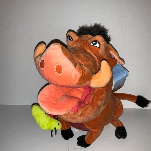 Disney Lion King Pumba Bugs Hanging out of Mouth Large Plush - Picture 1 of 7